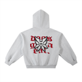 Contrast-Stitched Boxy Fleece Hoodie  - Angel
