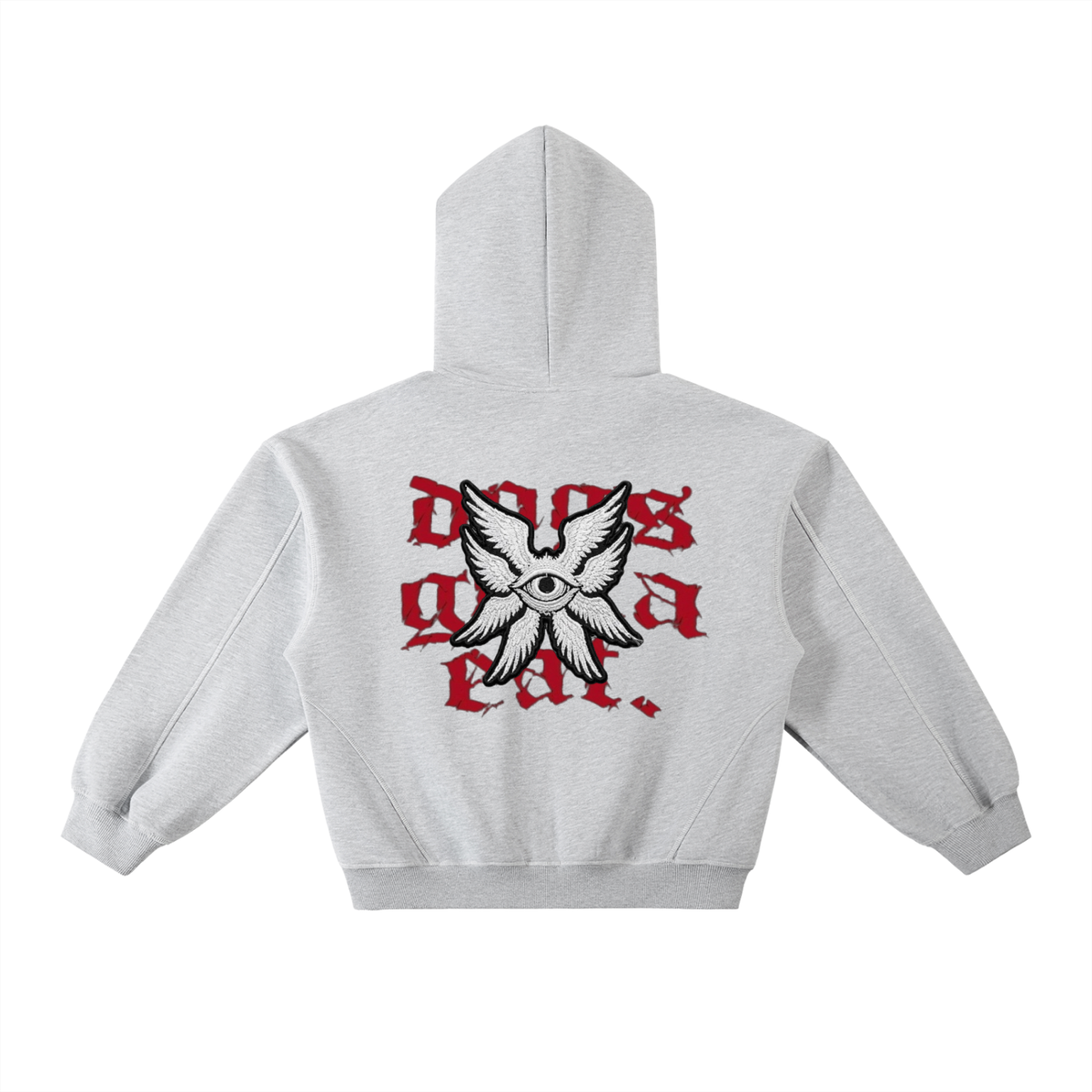 Contrast-Stitched Boxy Fleece Hoodie  - Angel