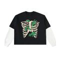 Layered Contrast Sleeve Cotton T-Shirt