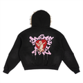 Sun Fade Boxy Detachable Fur Hoodie - LOVER