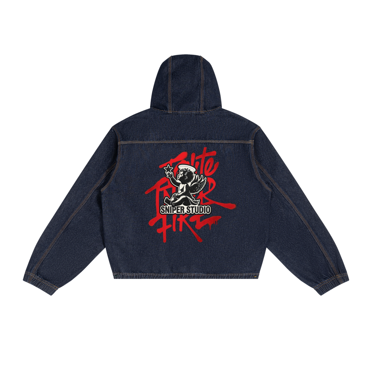 Men's Boxy Vintage Wash Hooded Denim Jacket