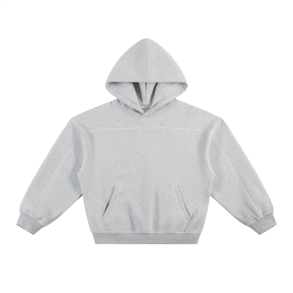 Contrast-Stitched Boxy Fleece Hoodie  - Angel