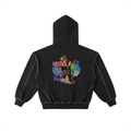 Contrast-Stitched Boxy Fleece Zip Hoodie