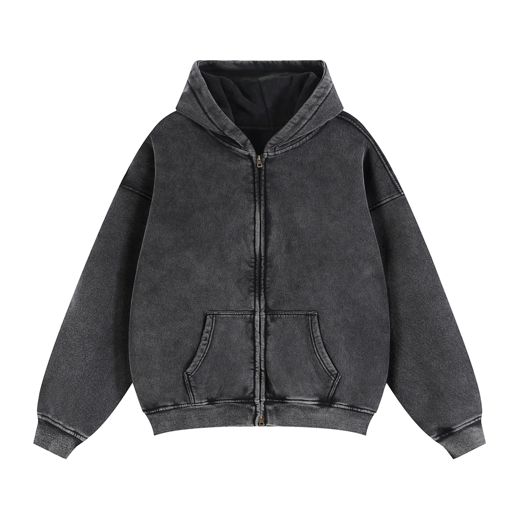 Zip-Through Boxy Fleece Hoodie - Demon