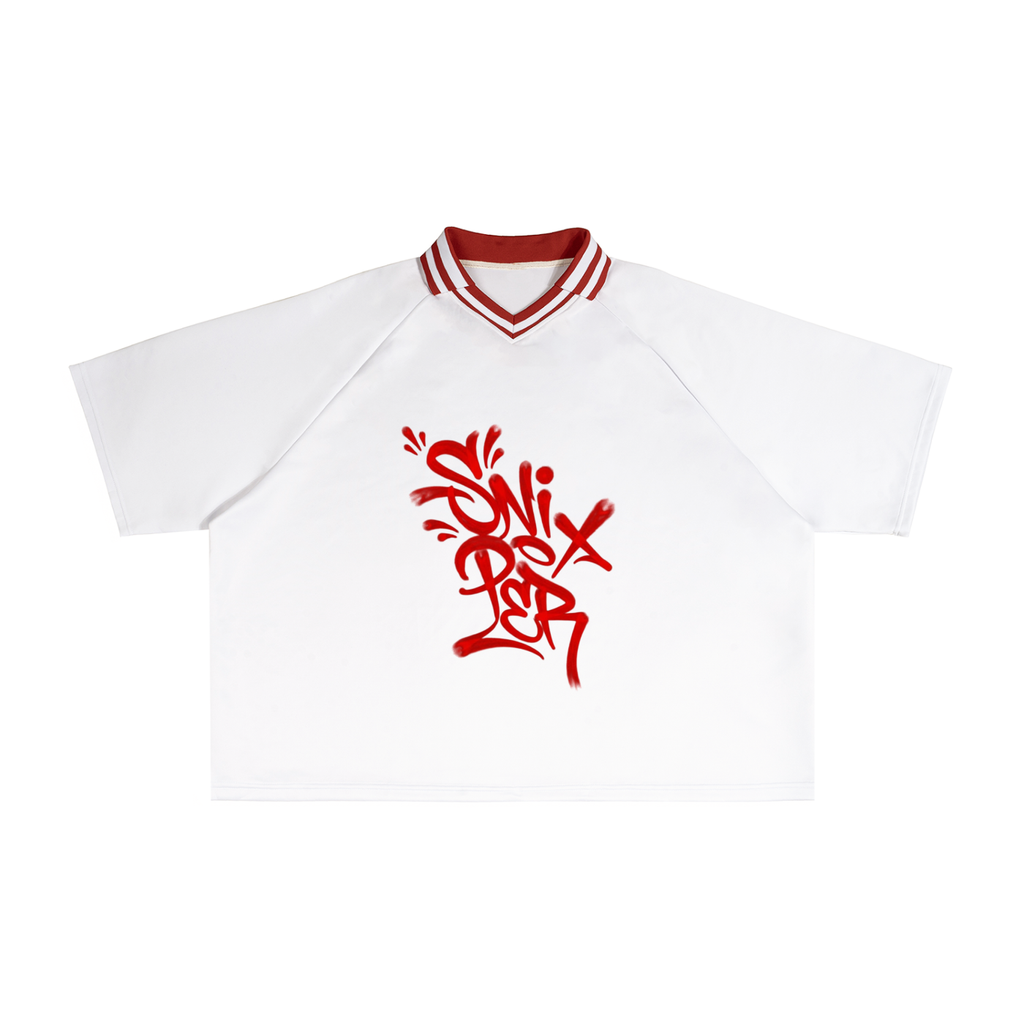 Contrast Lapel Collar Boxy T-Shirt