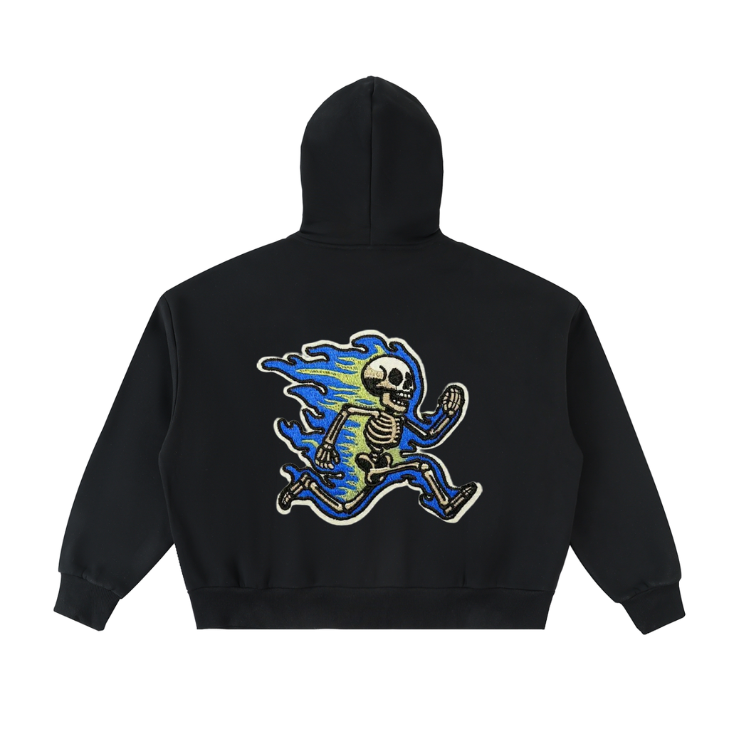 Fleeced Full-Zip Boxy Hoodie