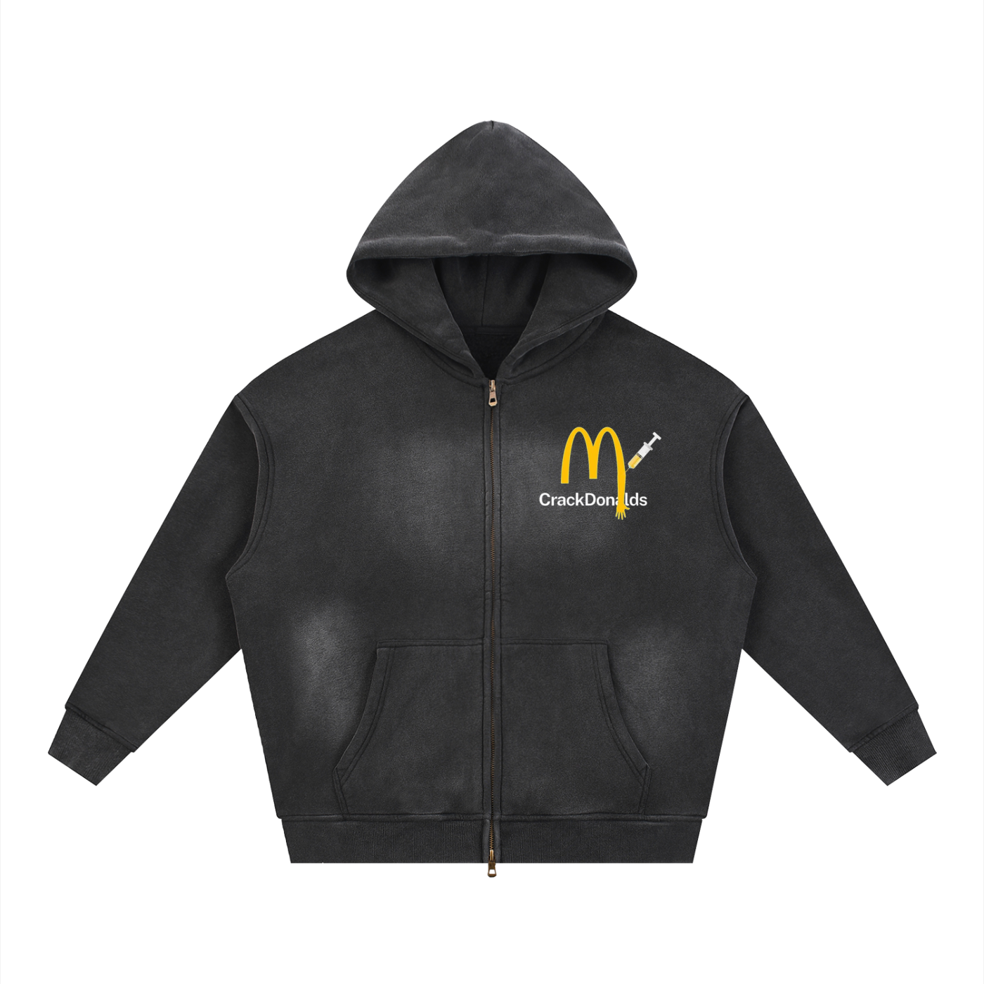 CrackDonald - Sunfade Two-way Zipper Boxy Fleece Hoodie