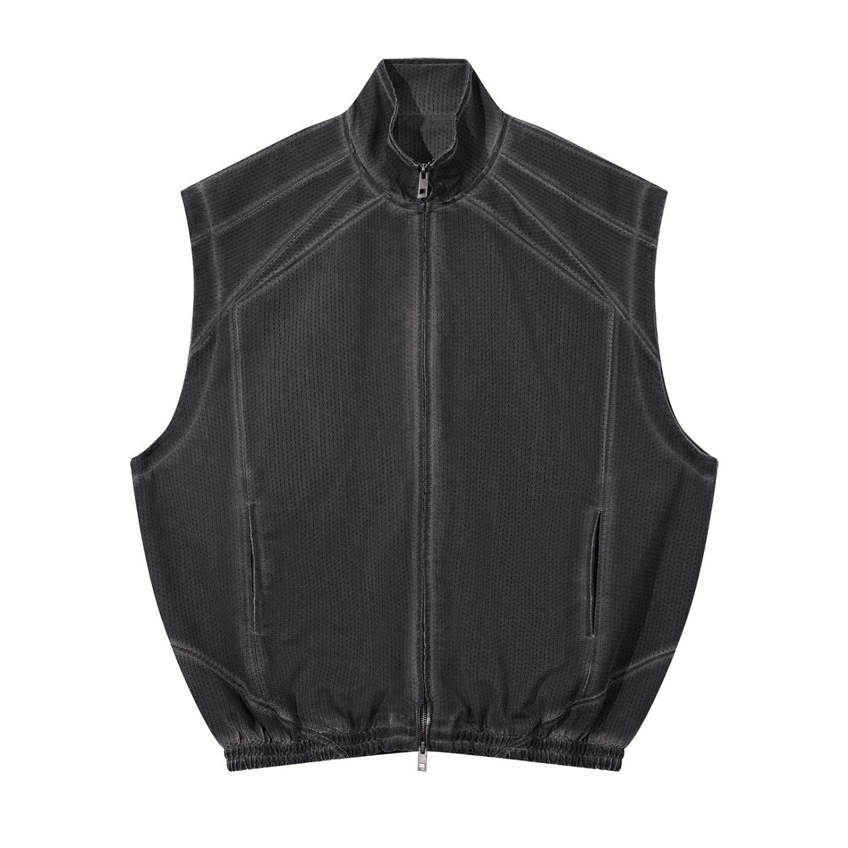 Unisex Vintage Wash Mesh Full-Zip Vest