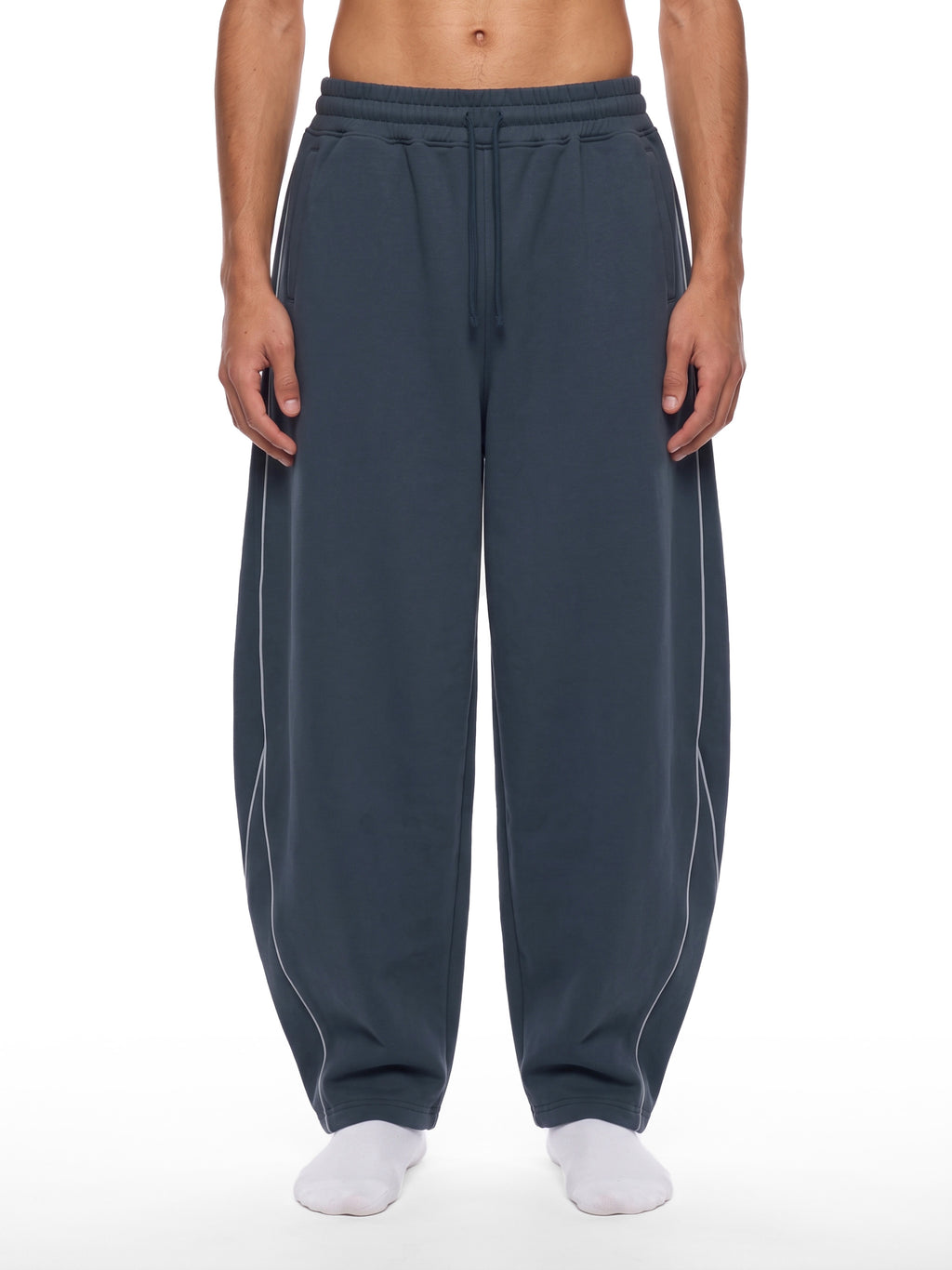 Unisex Piping Fleece Barrel Leg Sweatpants